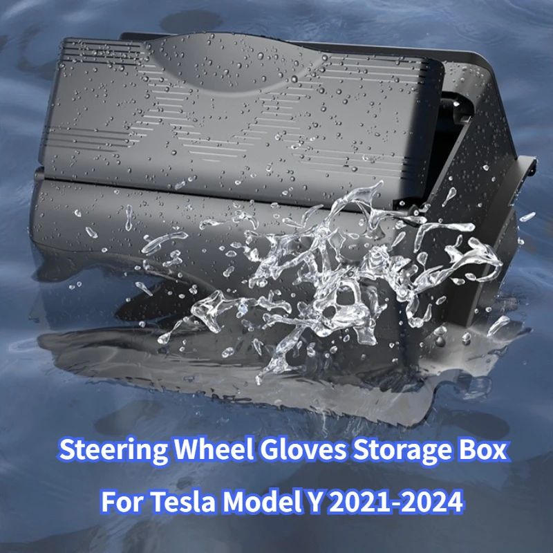 

Car Steering Wheel Side Gloves Storage Box Double Layer Mini Storage Phone Card Box for Tesla Model Y Car Accessories 2021-2024