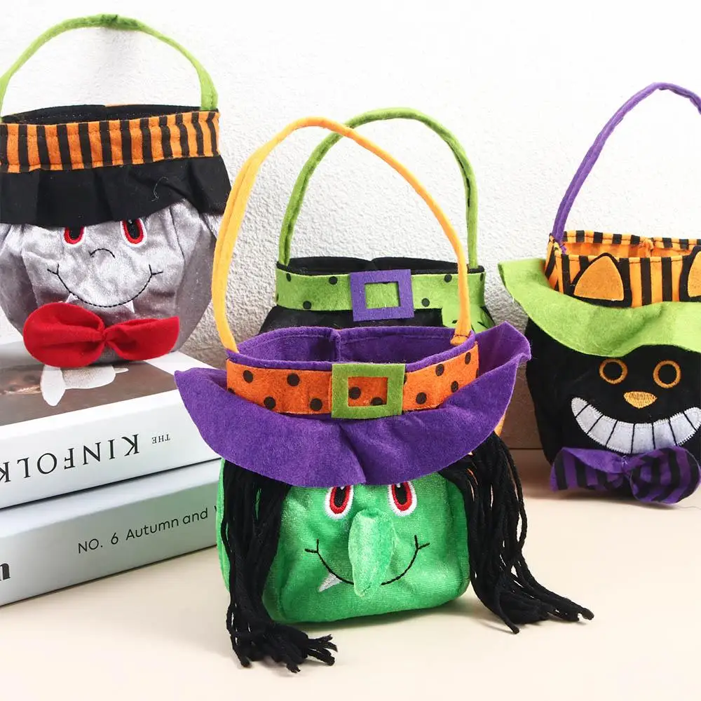 Party Witch Gift Basket Pumpkin Handbag Tote Bags Halloween Candy Bag Loot Bag