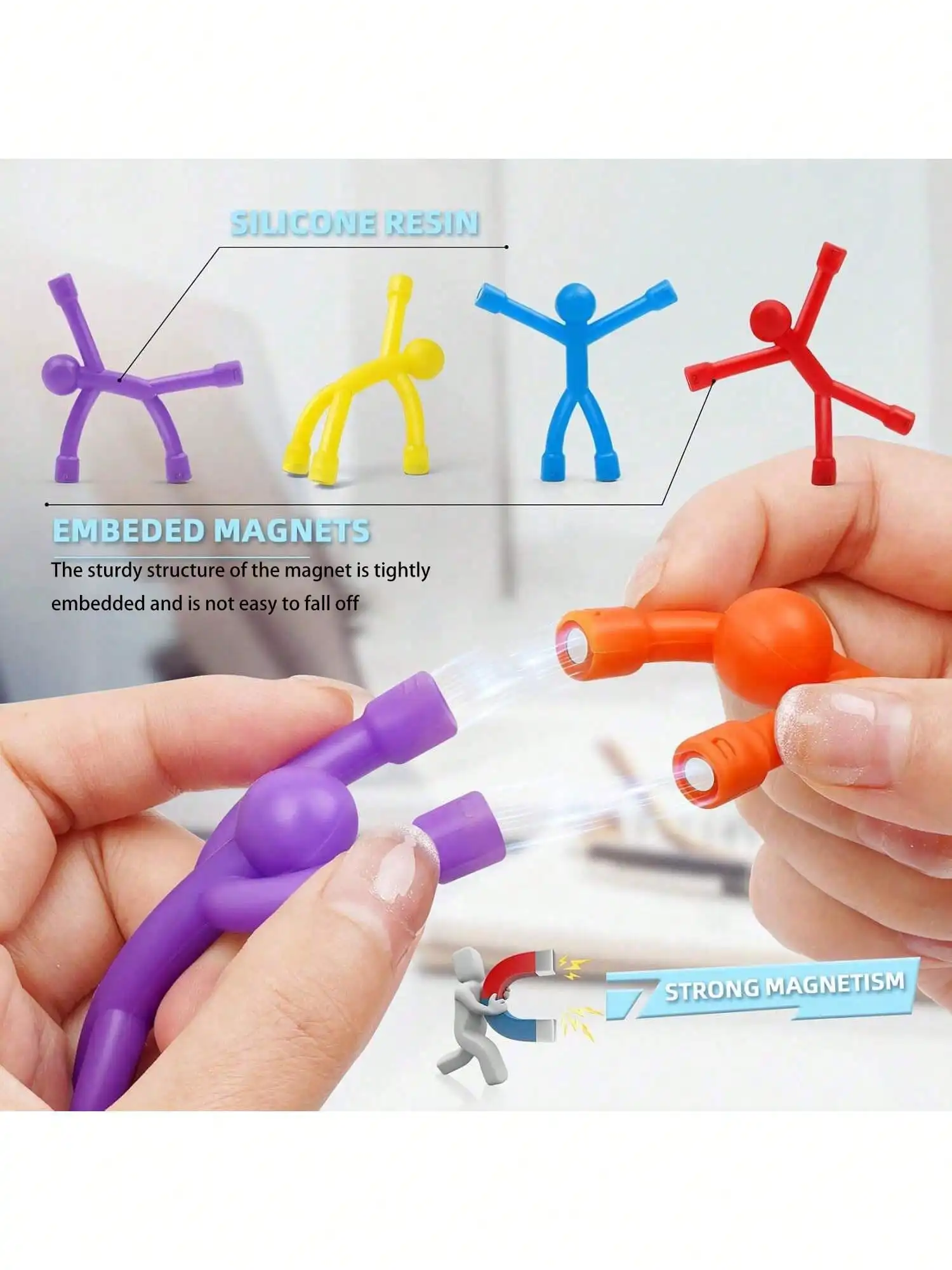 Creative Wall-Climbing Rubber Matchstick Man Hand-in-Hand Strong Magnetism Crawling Toy, Refrigerator Magnet Man view 4