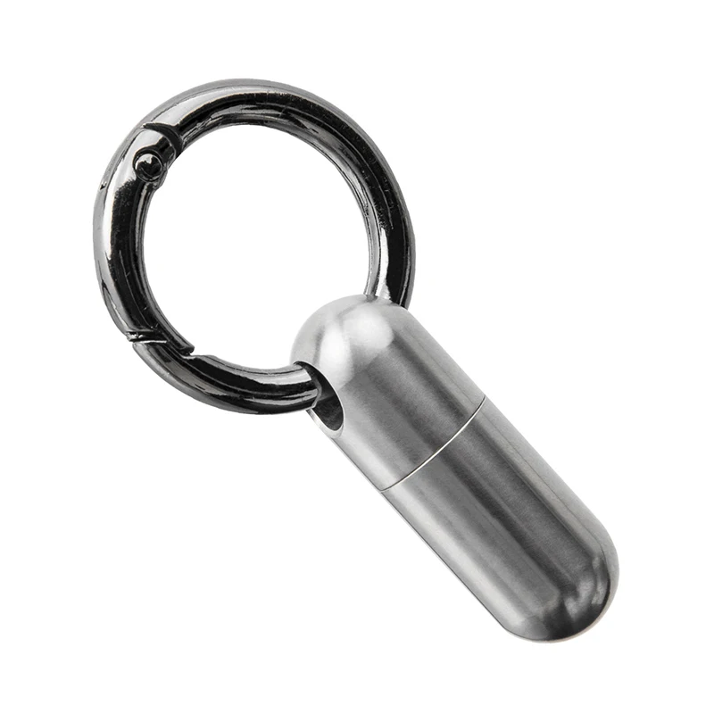 1Pc Portable Seals Bottle Waterproof Canister Medicine Bottles Outdoor Mini Titanium Alloy First Aid Pill Case Keychain