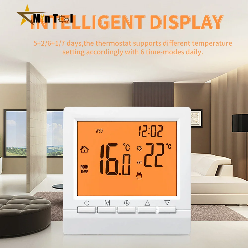 Programmable Gas Boiler Heating Temperature Regulator Hand Controller Thermostat with Kid Lock Home Supply