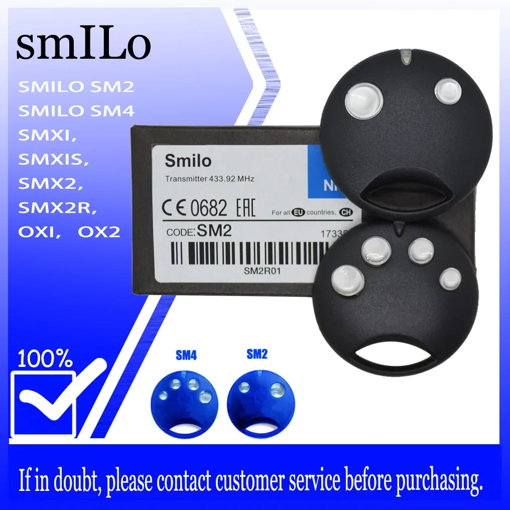 

NICE SMILO SM2 SM4 Garage Door Remote Control 433.92MHz Rolling Code For SMXI SMX2R SMX2 SMXIS OXI OX2 Receiver Controller Motor