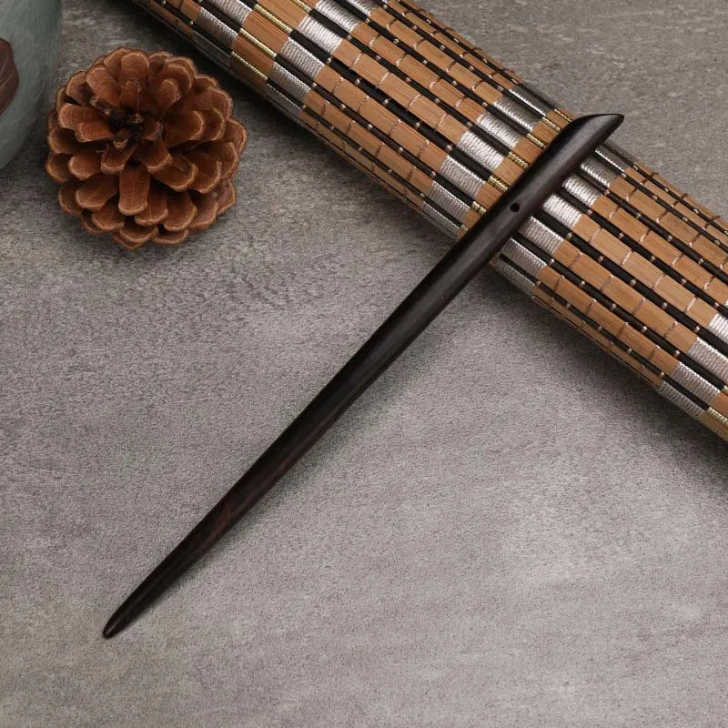 Black Sandalwood Hair Stick Hand Carving Chinese Hairpin Classic Cheongsam Hairpin Forks Antique Style Girl Chignon Hair Clasp