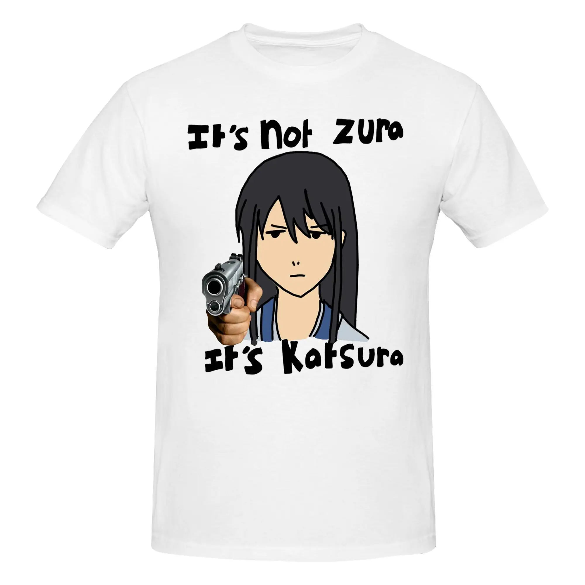 Gintama It’s not zura it’s Katsura T-Shirt Men Cotton Tops Shirts Aesthetic  Round Neck Short Sleeve