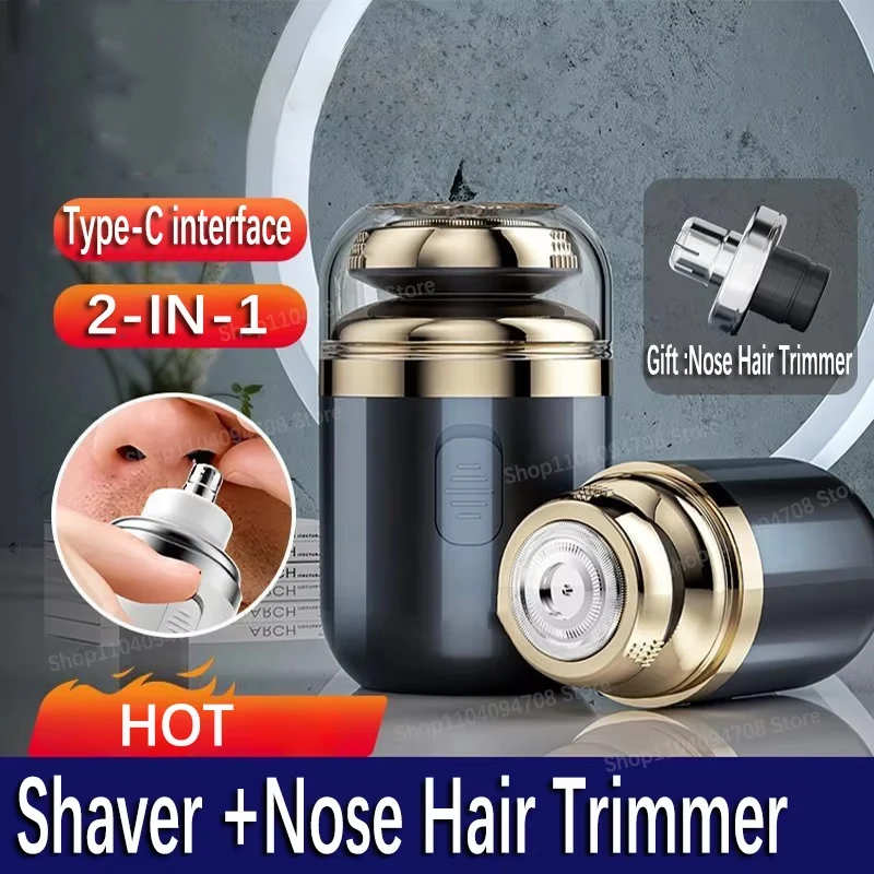 Electric Shaver Nose Hair Trimmer 2-in-1 Rechargeable Men's Nose Hair Removal Shaver Portable Mini Knife Men's Razor New