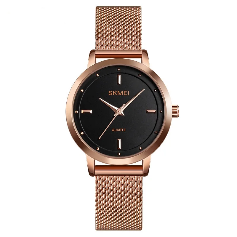 

Fashion Elegant Simple Design Women Quartz Watches Stainless Steel Mesh Band Waterproof Ladies Wristwatch