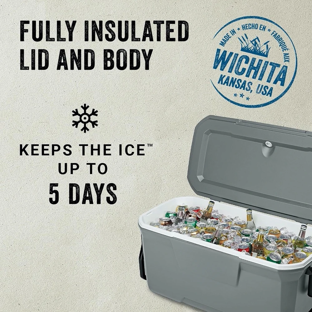 316 Series Insulated Portable Cooler with Heavy Duty Wheels, Leak-Proof Wheeled Cooler , Keeps Ice for up to 5 Days Freight free