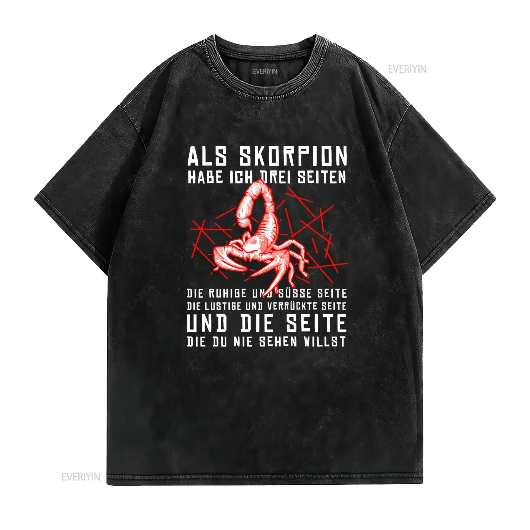 Lustiges Skorpion Geburtstags T Shirt Deutsche Redewendung Humorvolles Astrologie Design L?ssiger vintage Washed