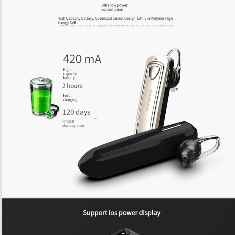 سماعة أذن لاسلكية تعمل بالبلوتوث داخل الأذن سماعة أذن صغيرة واحدة بدون استخدام اليدين سماعة موسيقى ستيريو مع ميكروفون للهواتف الذكية الجديدة