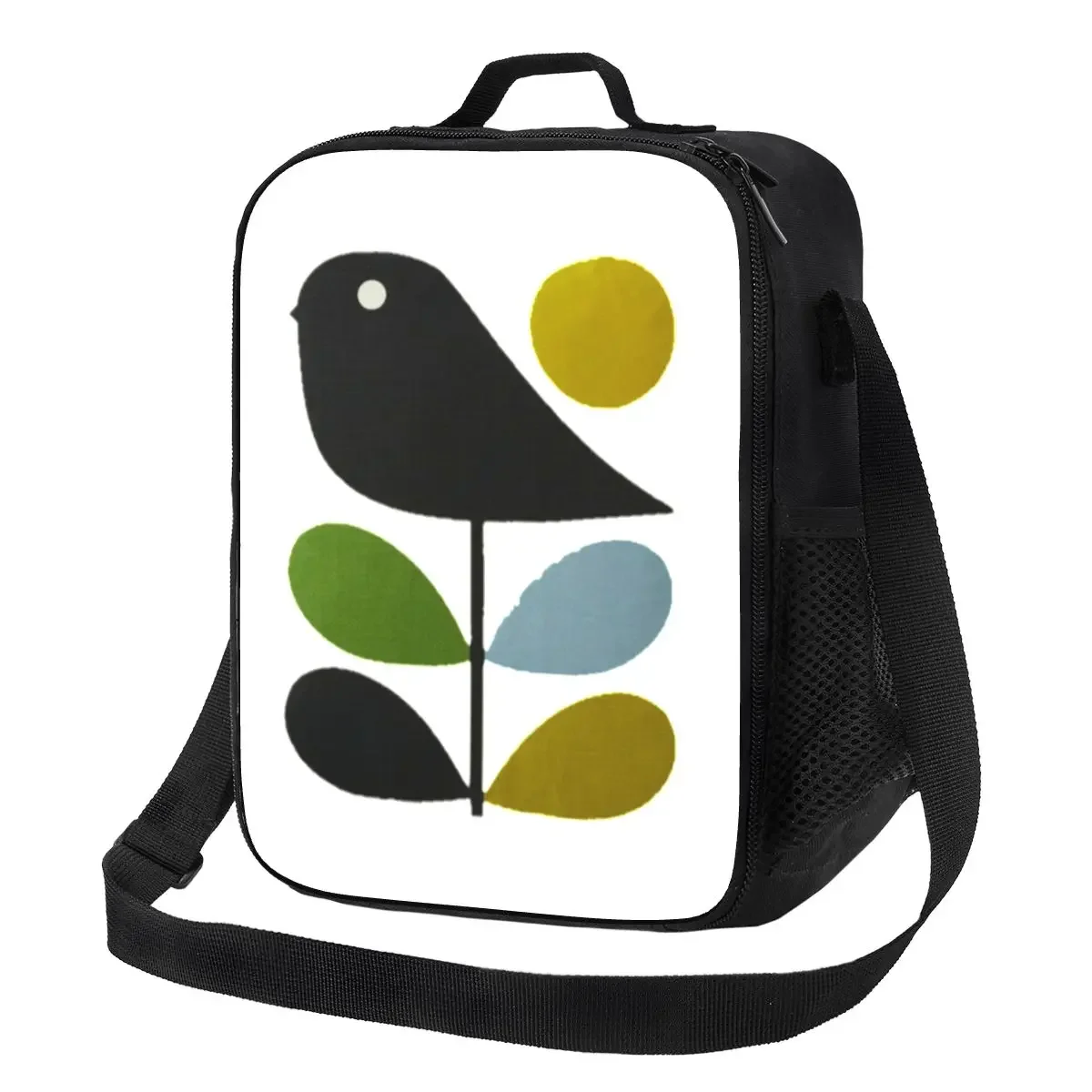 Abstract Orla Kiely Bird Insulated Lunch Bag for Outdoor Picnic Mid Century Scandinavian Resuable Thermal Cooler Bento Box Kids