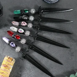 Metal Sword 88-96g Crystal Witch Altar hair Accessories Wizard stick Energy Pagan Cosplay Elf Gothic Dark Magic Wand Witch Gifts