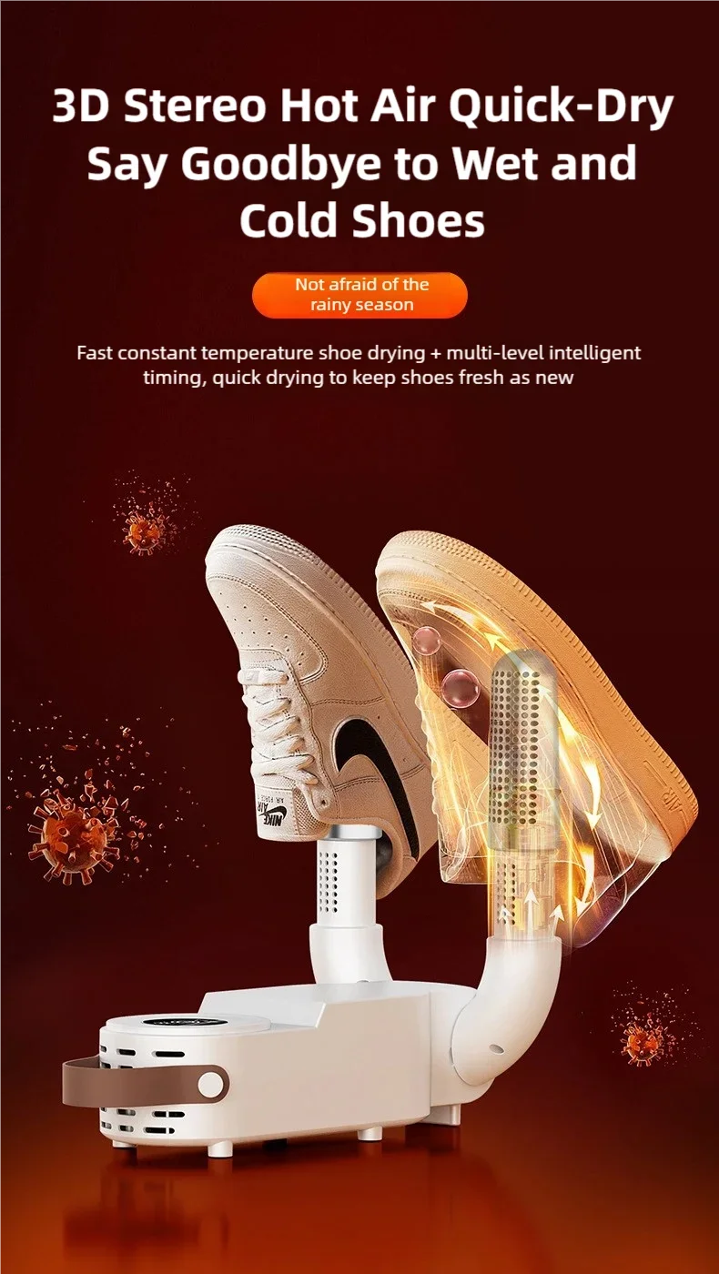 TINSOL Neuer intelligenter Schuhtrockner mit Touchscreen, schnelle Erwärmung, Sterilisation, Heizung, Socken, Trockner, heißer Luft, desodorierender Luftentfeuchter – Detail 8