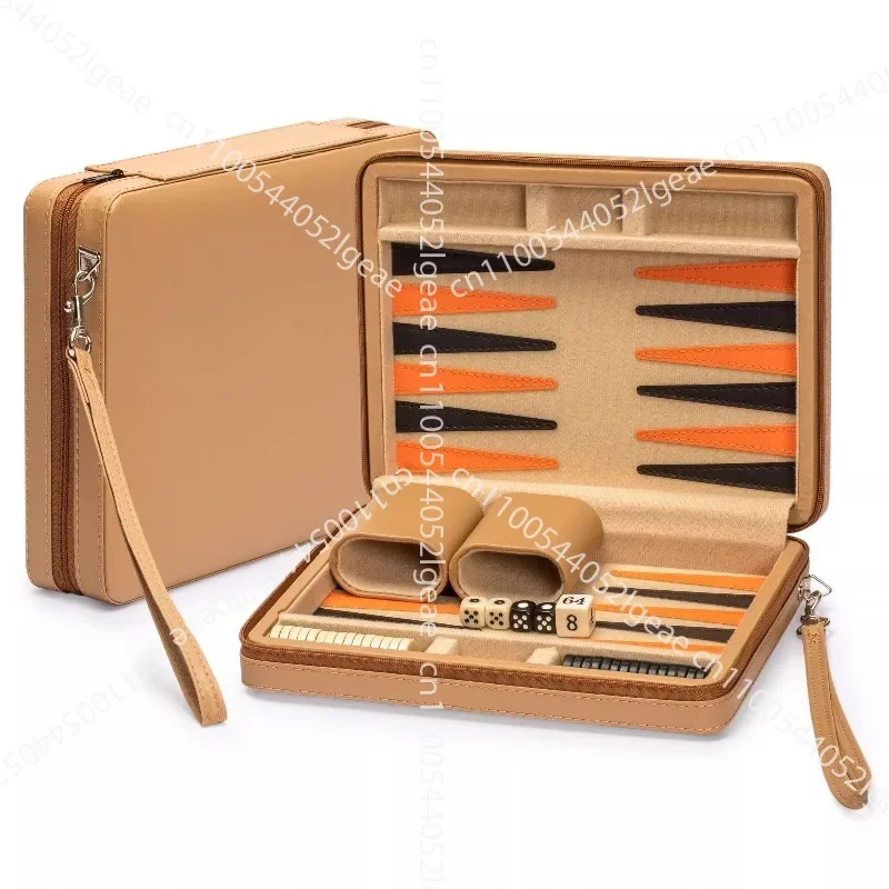 Leather Case Chess Acrylic Backgammon Mini Travel Edition