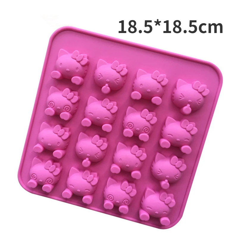 16pcs Sanrio Hello Kitty Silicon Mold Fondant Molds Baking Accessories Cake Chocolate Ice Cube Pudding Cubes Moulds Pastry Tools