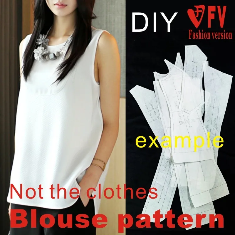 Female soil hem sleeveless collarless casual shirt garment sewing drawings 1:1 making pattern BCY-42