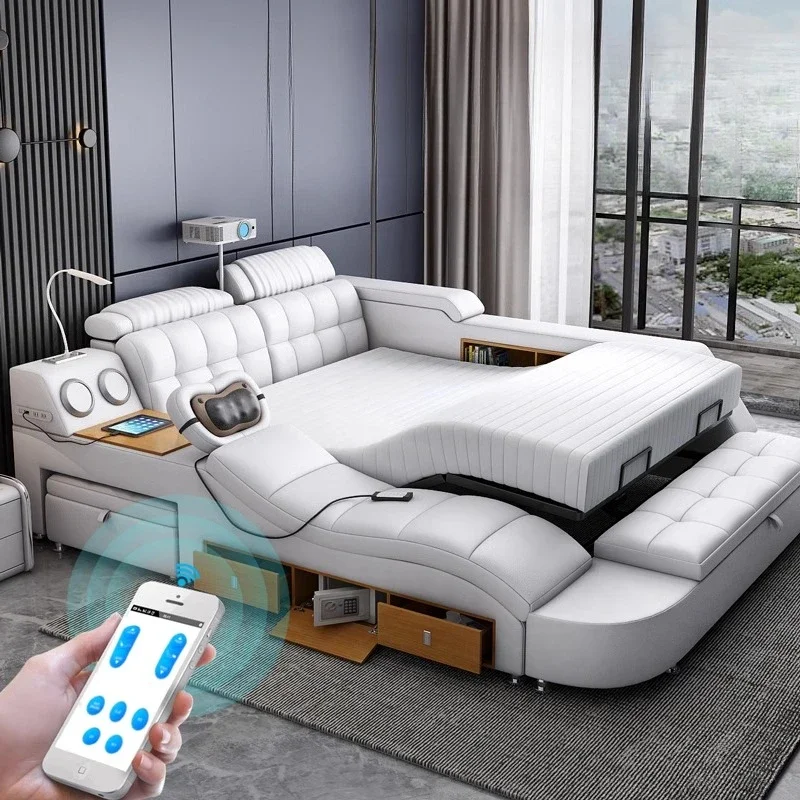 Organizer Princess Bed Luxury Minimalist Design Comfortable Fashionable Bed Organizer Reading Modern Wood Cama Casal Furniture