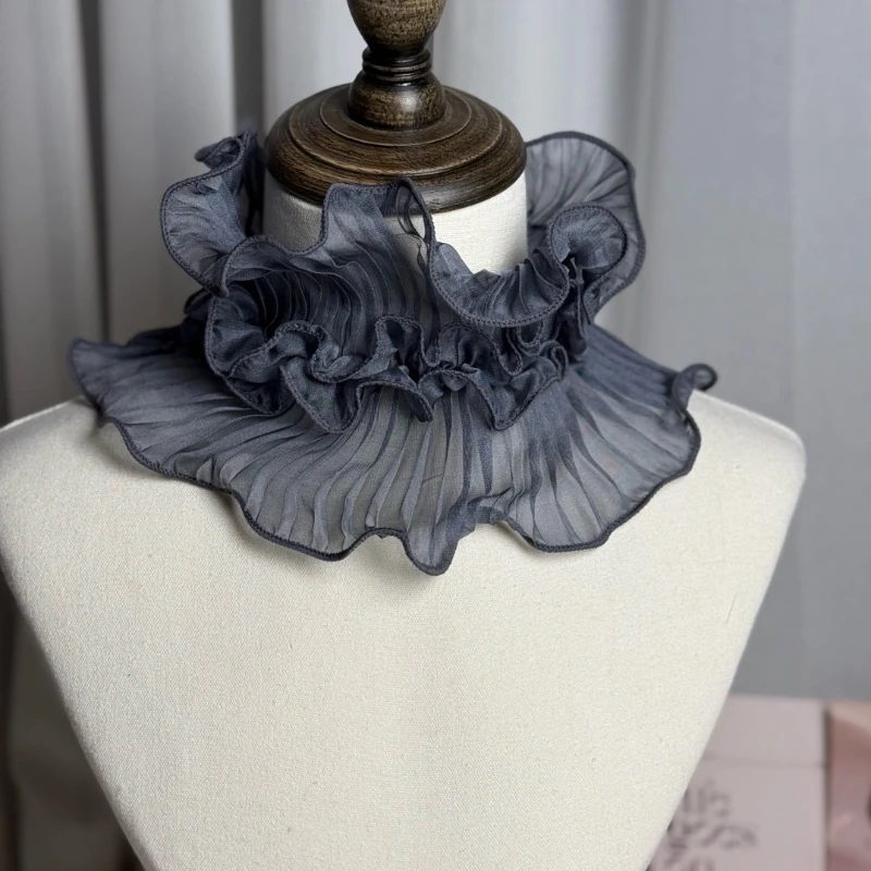 

Women's pleated scarf breathable elegance scarf all year round available high collar fake collar