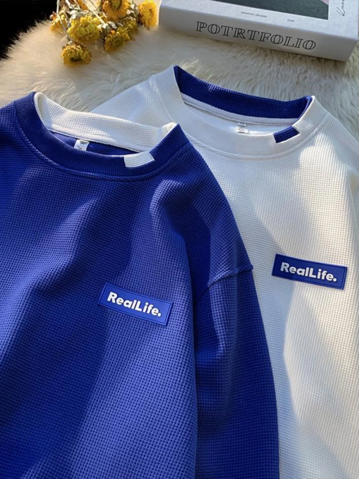 

Мужское худи оверсайз с эффектом двухслойности, имитация двух частей, в американском стиле, для пар, весна-осень, повседневное