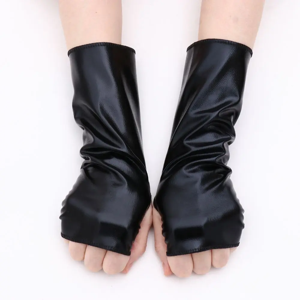 Men Women PU Mittens Gothic Punk Leather Gloves Black Gloves Dress Up Halloween Cosplay Hip-Hop Dance