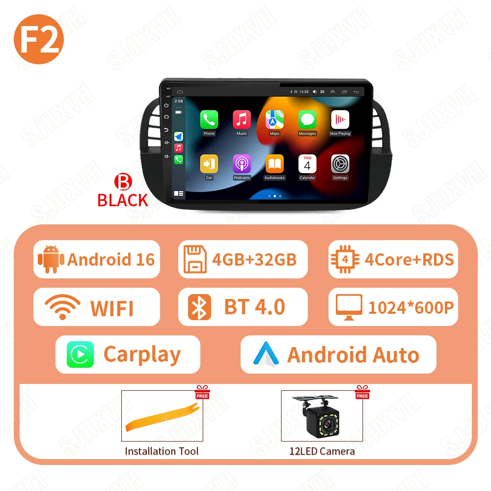 Auto DVD Android 16 Radio Stereo Voor Fiat 500 2007-2015 Auto Multimedia Speler GPS Navigatie Head Unit Hoge prestaties WIFI