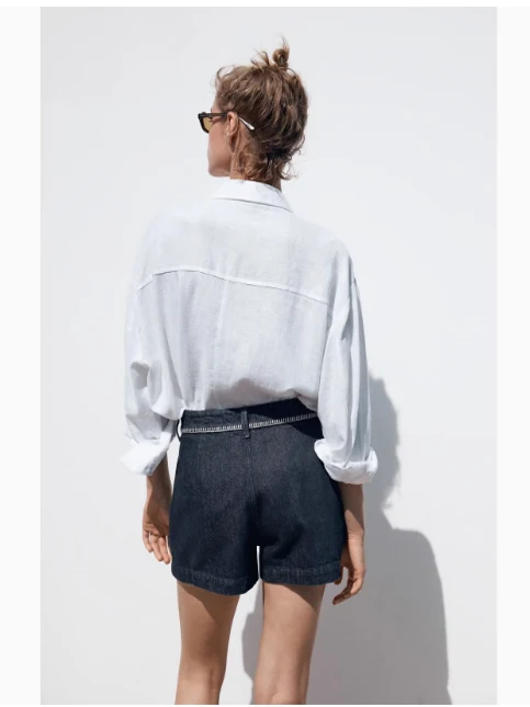 Été 2025 nouveau Faion taille haute brodé Denim orts femmes jambe droite jean taille haute fermeture éclair résistant à l'usure orts