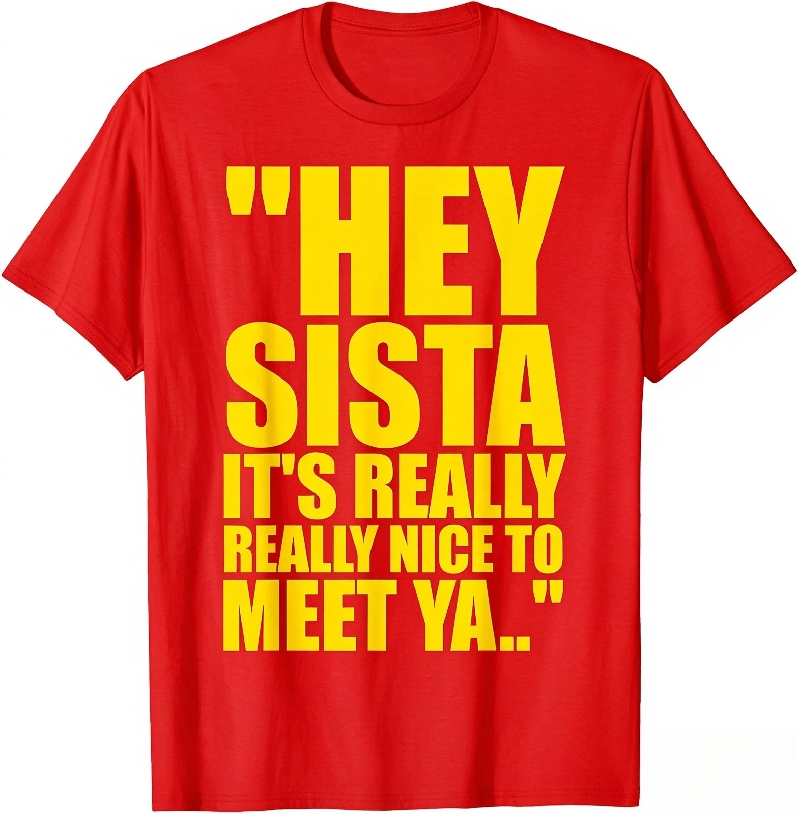 Hey Sista It's Really Really Nice To Meet Ya_ Retro Quote T-Shirt Men Women Short Sleeve Humorous unisex cotton tee
