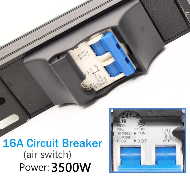 Smart pdu Power Strip with Voltage/Current/Power Electricity meter 16A Air Switch 2-11 Ways Socket 2 UK plugs compatible