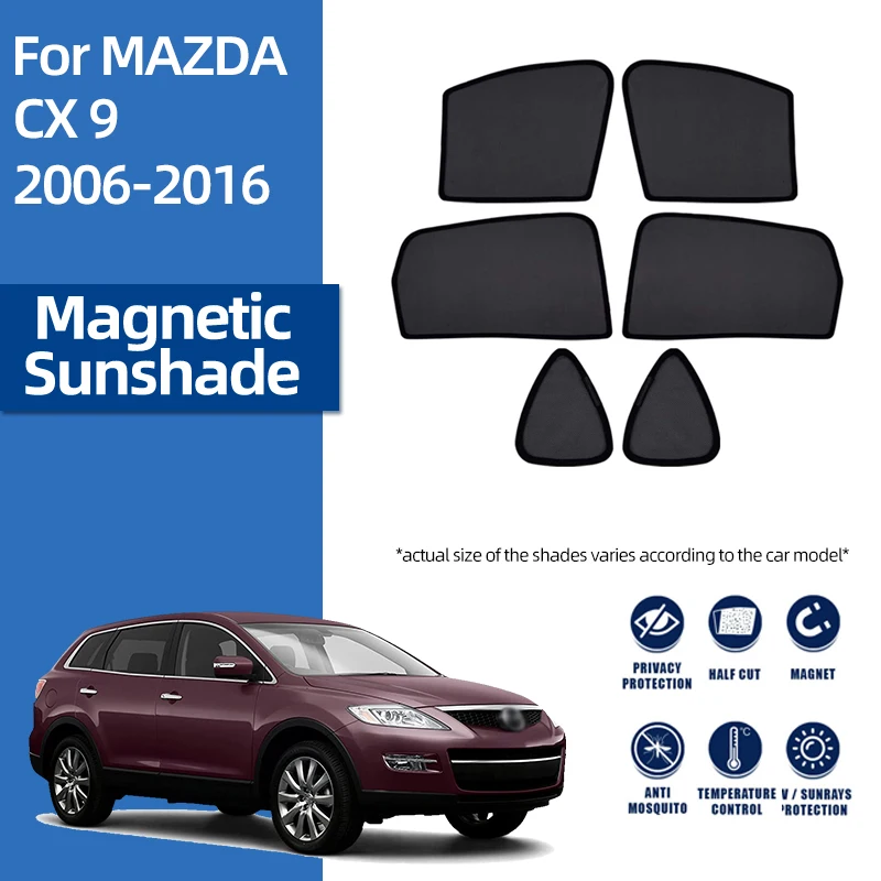 

For Mazda CX-9 CX9 TB 2006-2015 Magnetic Car Sunshade Front Windshield Curtain Cover Rear Side Baby Window Mesh Sun Shade Visor