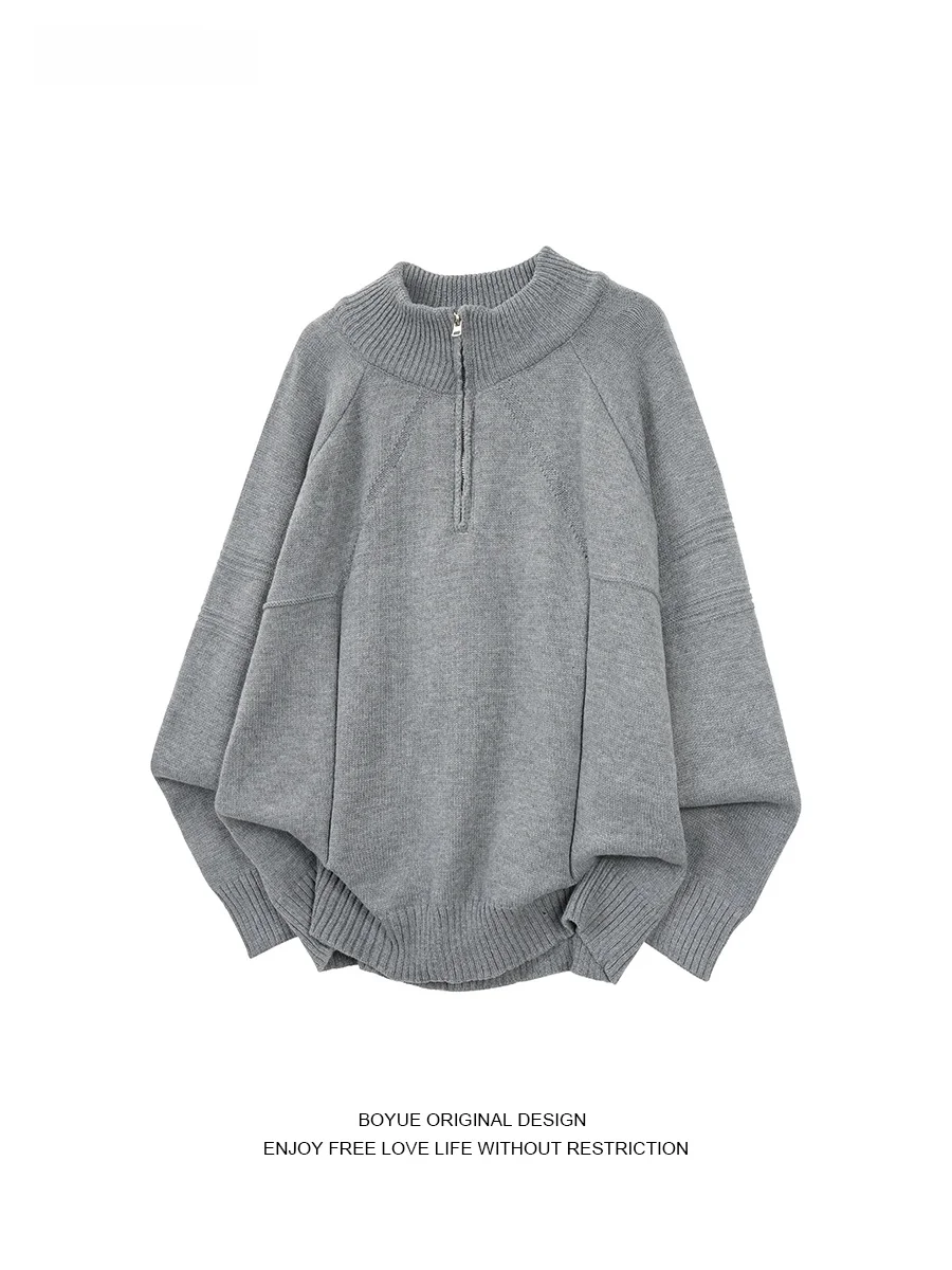 

Boyue Casual Knitted Sweater Zipper Design Pure Color Faionable ex Long Sve Autumn Winter Warm Comfortable Knitwear
