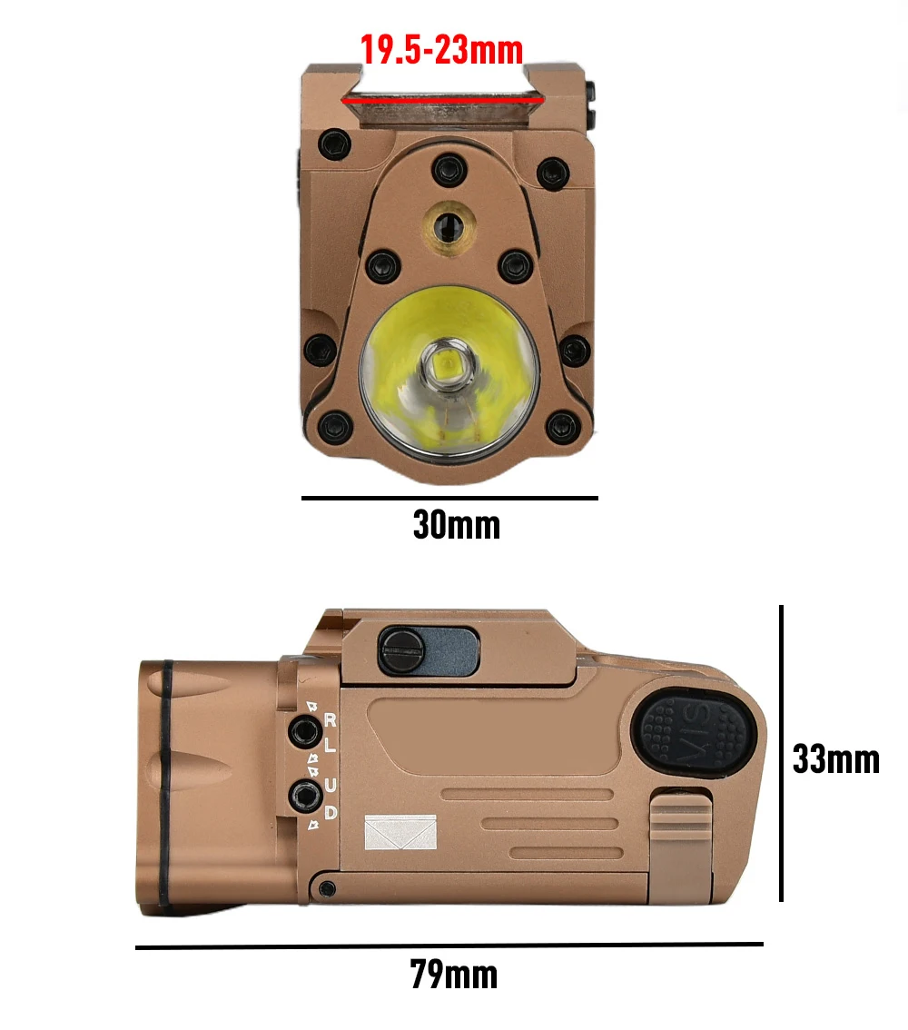 WADSN Taktische SBA Laser-Taschenlampe, Rot-Grün-Laserlampe, Metall-CNC-Airsoft-Scout-Licht, Outdoor-Jagdausrüstung, passend für 20-mm-Schiene – Detail 2