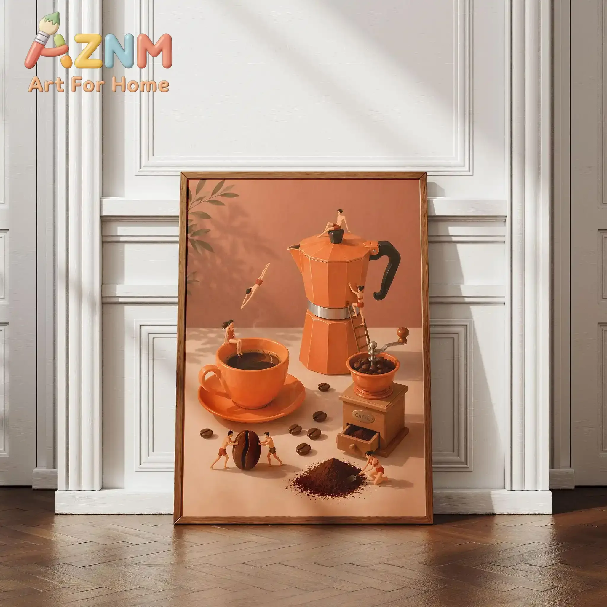 Retro Coffee Wall Art Print, Moka Pot Poster Unframed Funny Kitchen Decor, Espresso Lover Gift, Retro Coffee Print Painting