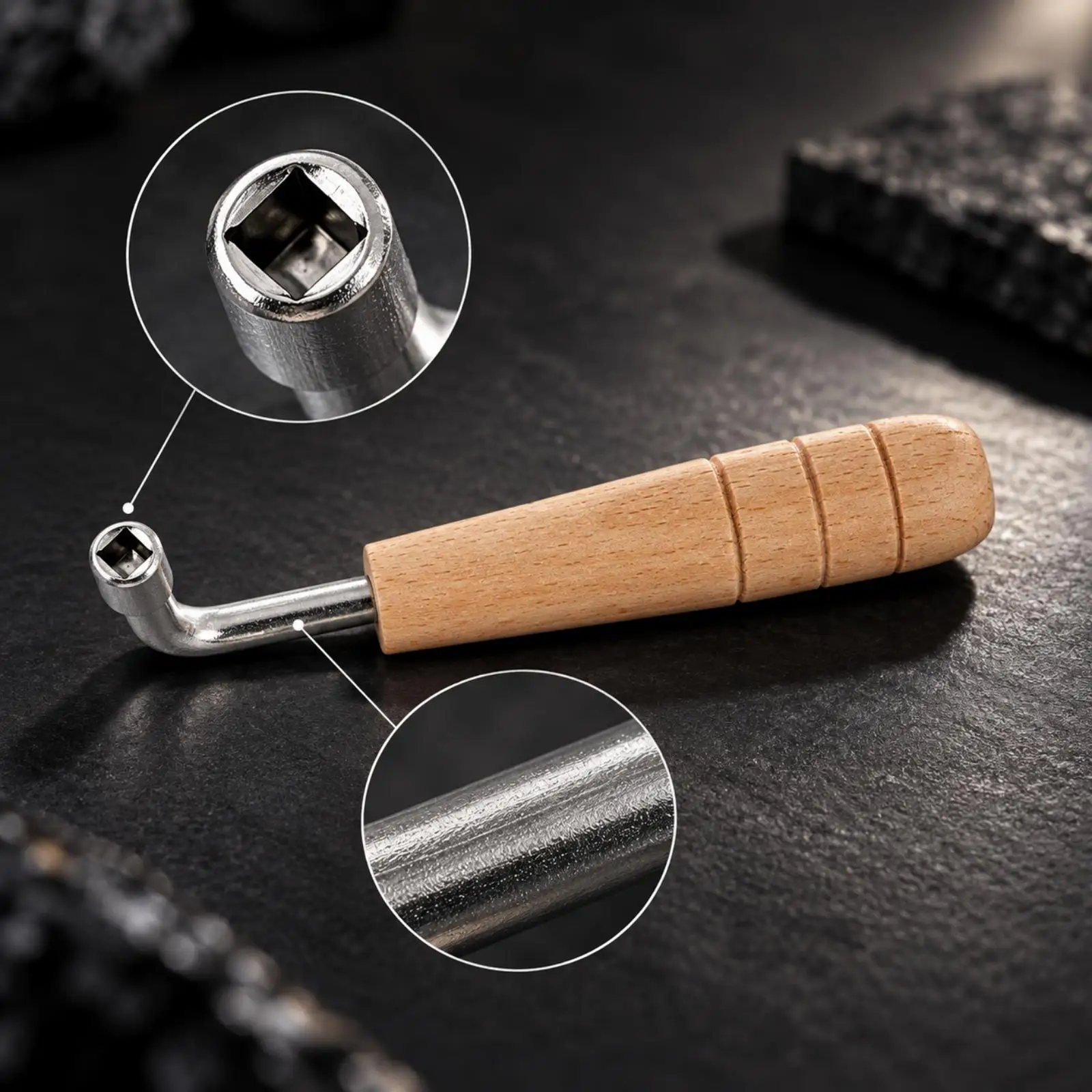 Stringed Instrument Tuning Wrench Precision Tuning Wrench with Wooden Handle Harp Spanner Hand-Operated Tool Easy-Grip