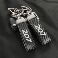 Car Carbon Fiber Pattern PU Leather Keychain Rotating Key Ring Auto Accessories For Peugeot 207 207CC Sw Rc 2006-2012 Fipe