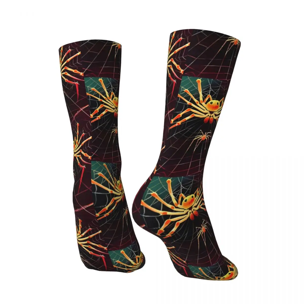 Halloween Funny Men's Socks Vintage Spider Web Animal Street Style Crazy Crew Sock Gift Pattern Printed