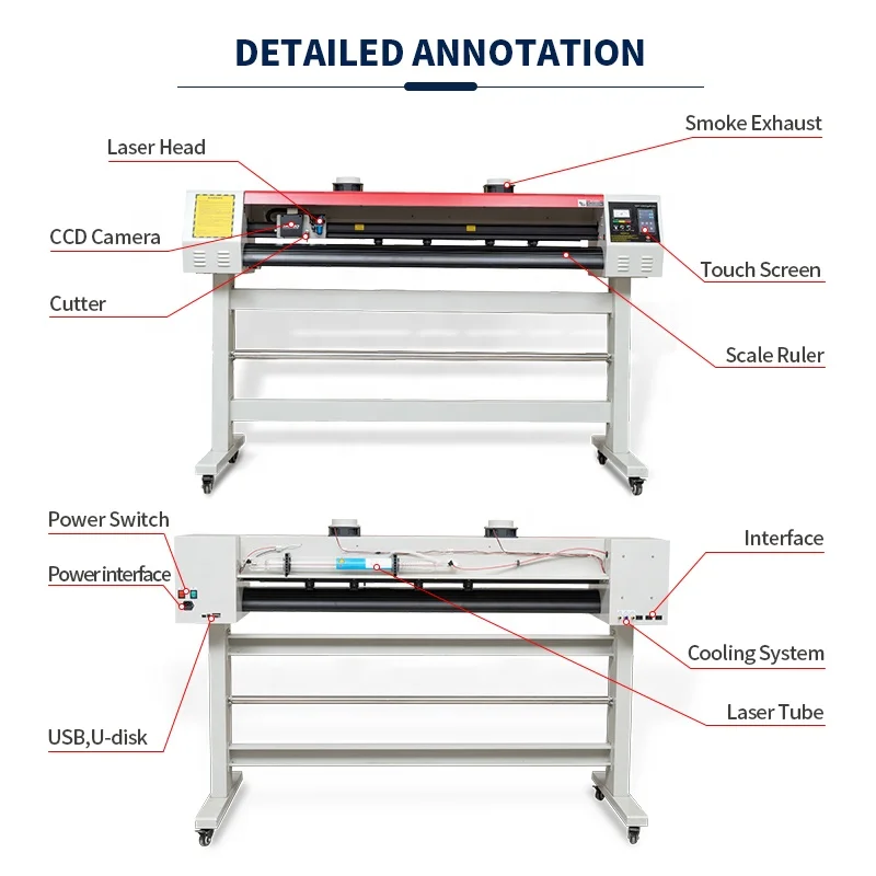 1730mm Laser Engraver Cutter Plotter Machine Auto Contour Cutting Plotter CO2 Laser Vinyl Cutter Machine Laser Cutter Plotter