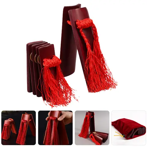 2 Pcs Red Children Kuaiban Set Large Small Bamboo Traditional Chinese Allegro Clapper Handcrafted Musical Castanets For Durable