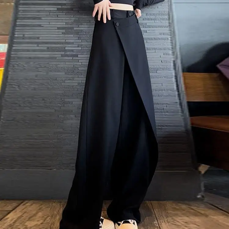 

Драпированные прямые мужские брюки с высокой талией, осень-зима, большие размеры, лоскутные утягивающие длинные брюки, модные повседневные брюки