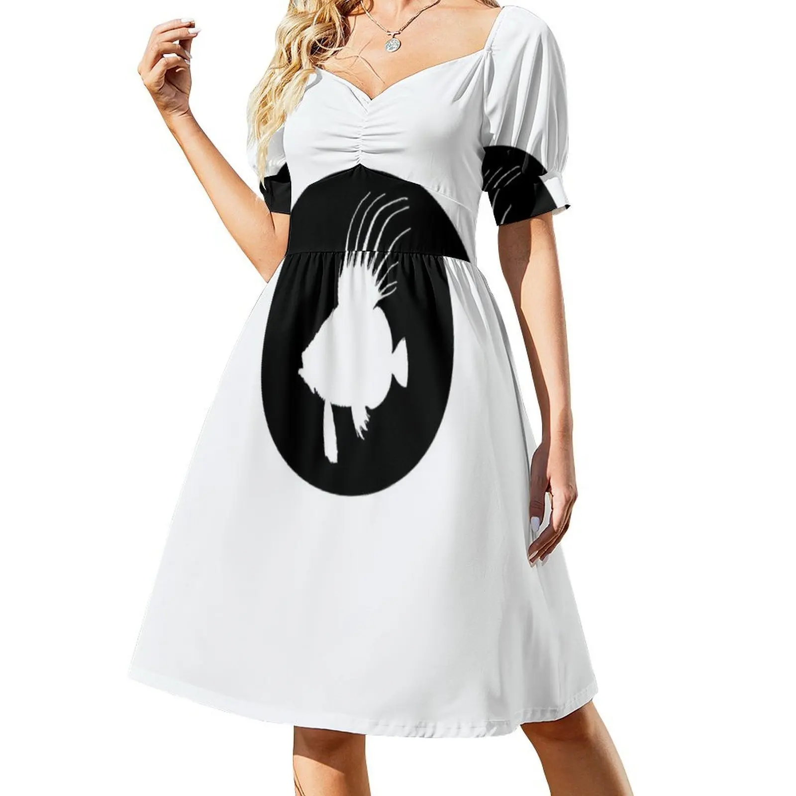 فستان قصير على طراز Dory Fish Preppy للنساء على شكل حرف a فضفاض مناسب فستان يوم غير رسمي فن ساحلي صور ساحلية للسيدات #2