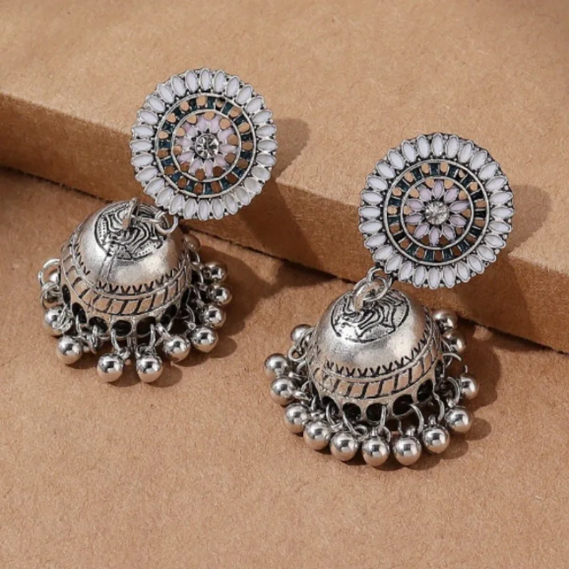 

Fashionable New Indian Style Round Retro Palace Style Earrings Elegant Ethnic Style Women's Festival Party Accessories Gifts