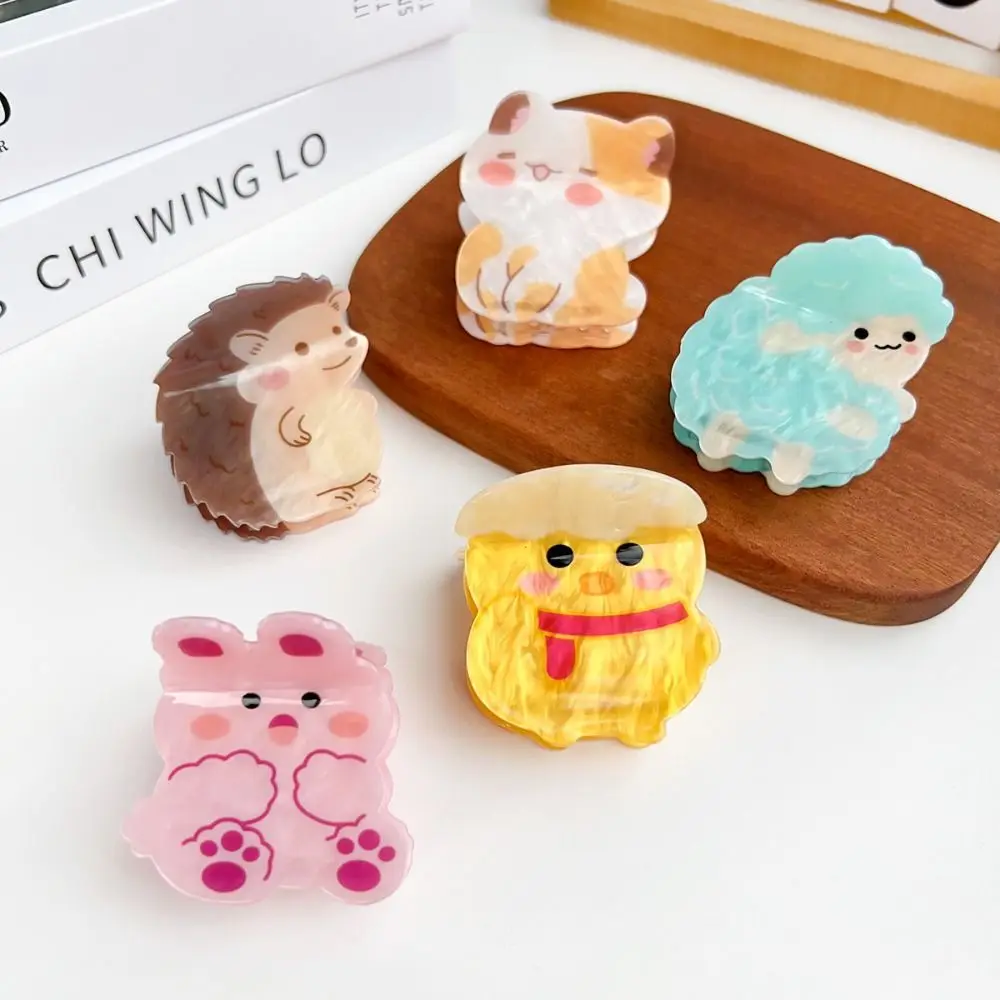 Kawaii Lion Acrylic Animal Hair Claw Panda Snail Cat Hair Clip Dinosaur Colorful Cartoon Shark Clip Female