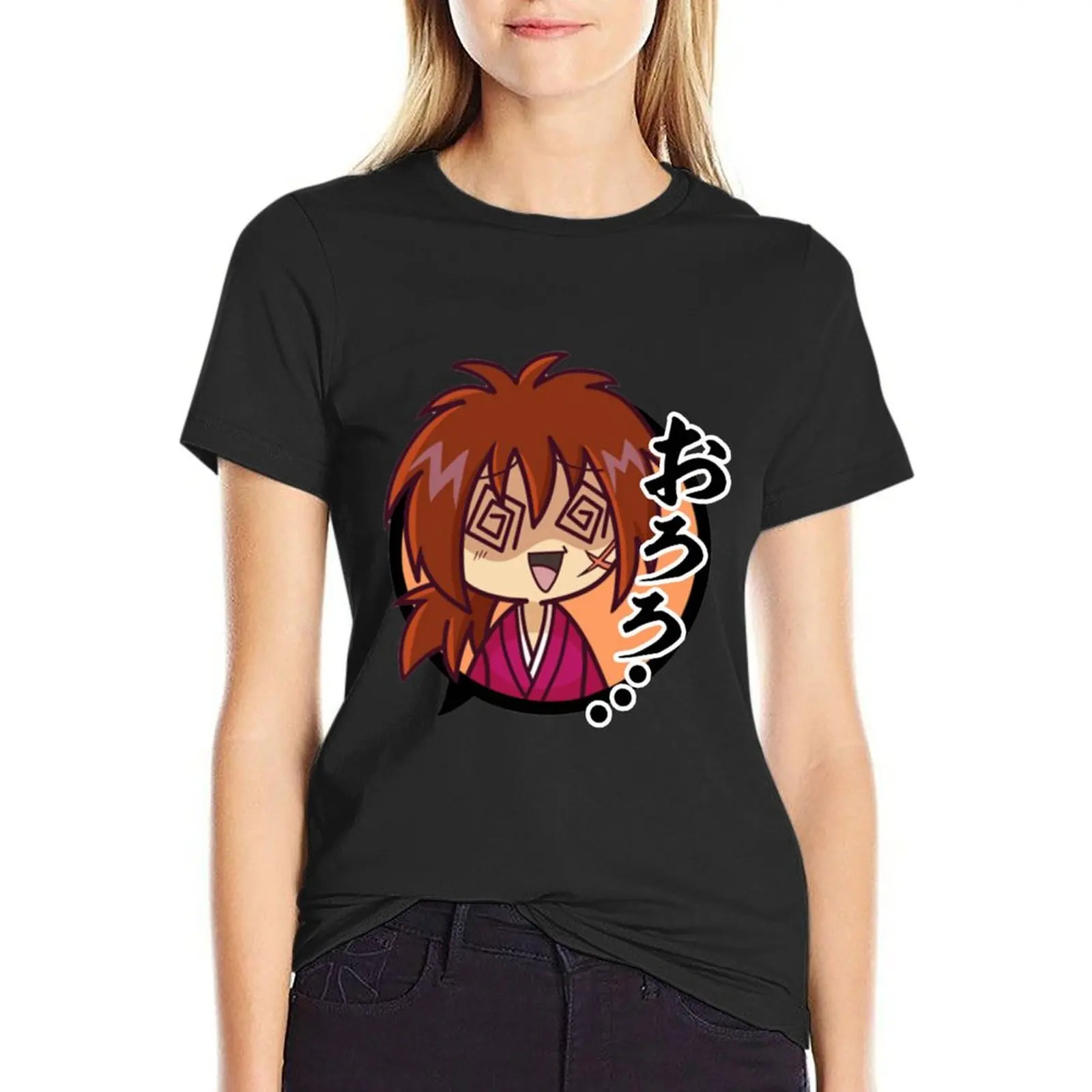 Rurouni Kenshin Chibi T-Shirt vintage lady clothes heavyweights female Women clothes