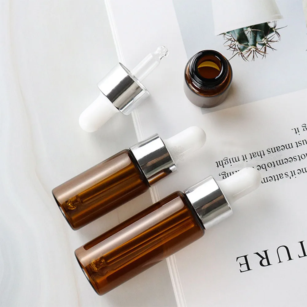 20/50/100 stuks 5 ml 10 ml 15 ml 20 ml Bruine Druppelflesjes met Pipet Essentiële olie Cosmetische Fles Amber Glazen Flacon Leeg