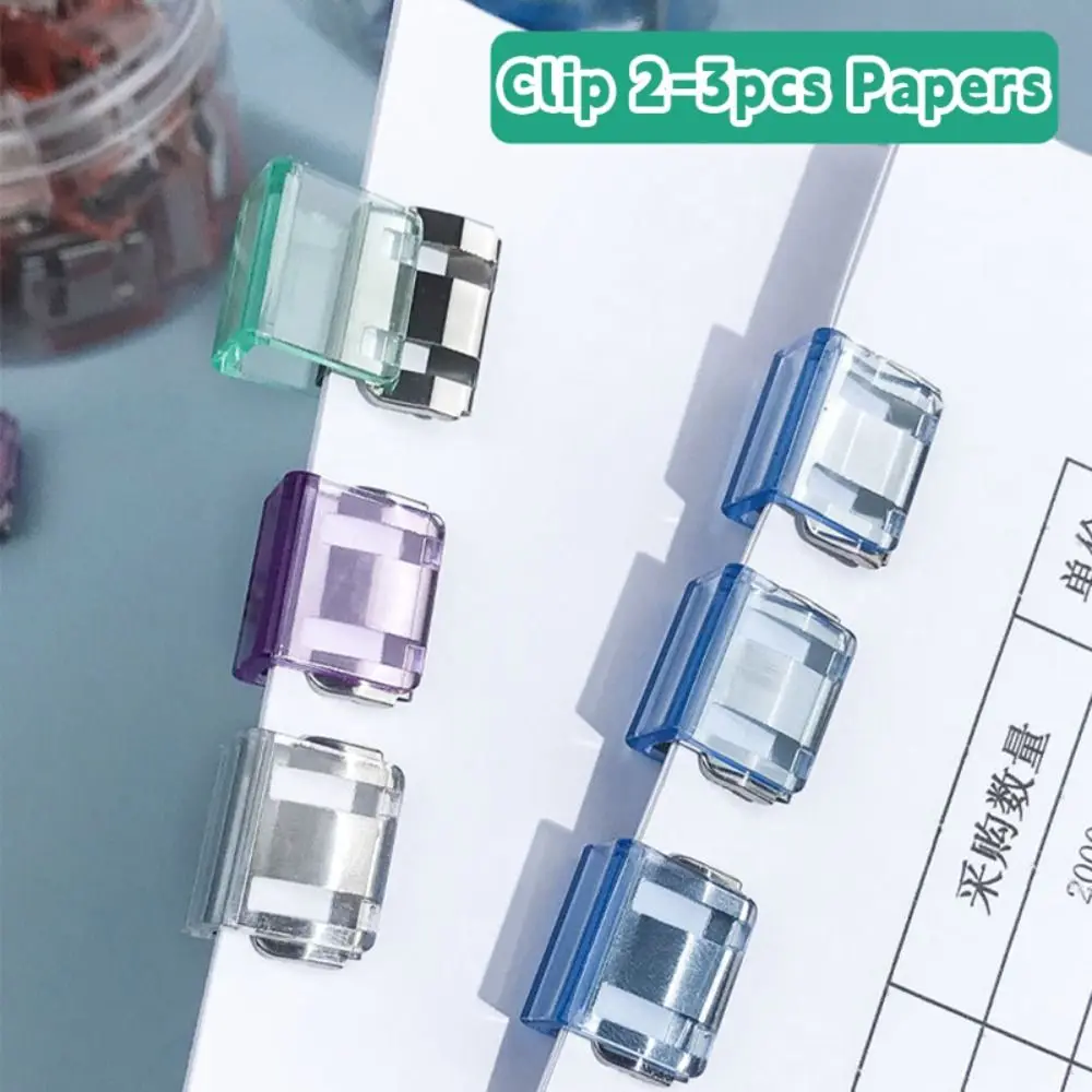 

New Morandi Color Letter Paper Clip Multi-function Plastic Push Clip Transparent File Holder Clamps Student Stationery