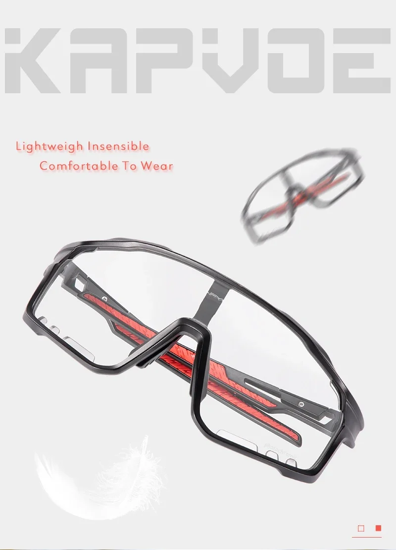 Kapvoe Farbe Photochrome Fahrradbrille MTB Sonnenbrille für Männer Frauen Sport Geschwindigkeit Mountainbike Fahrrad Zyklus Brillen Goggle – Detail 11
