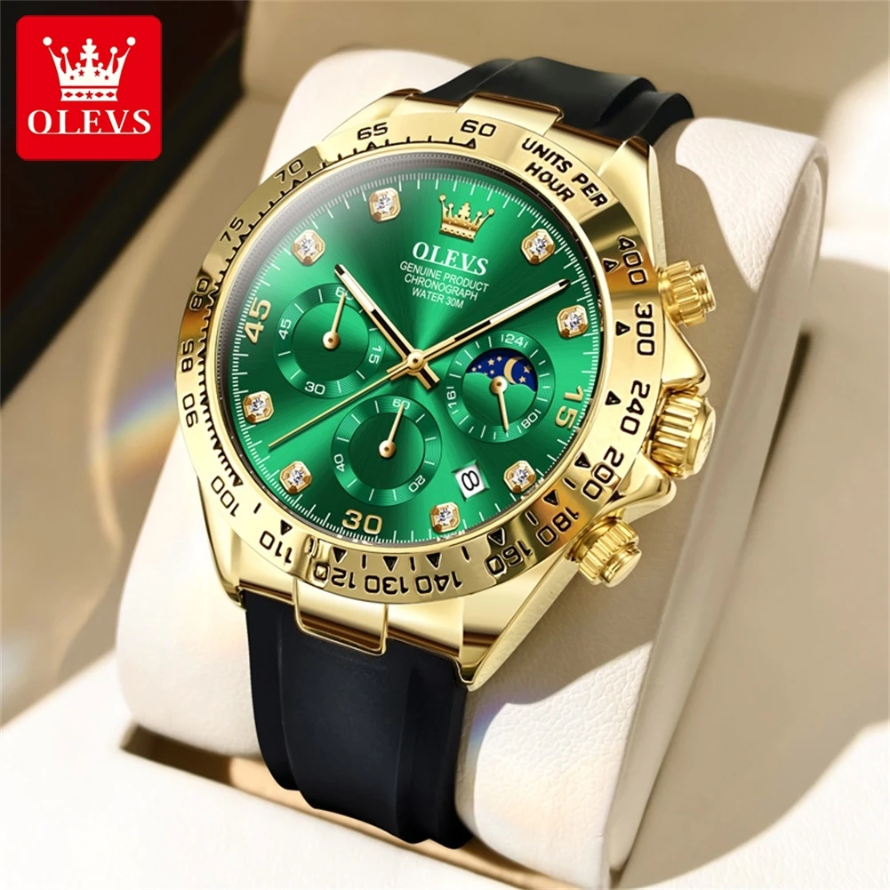 Men's Moon Phase Quartz Watch, Waterproof Classic Design