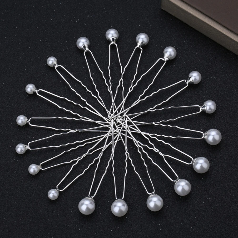 Women U Shaped Hair Sticks Metal Barrette Hairpins Simulated Pearl Hair Clip Bridal Wedding Hair Styling Jewelry Accessories