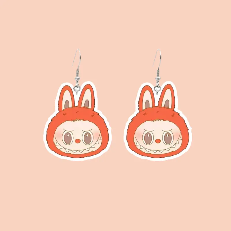 Labubu Earrings Accessories Cute Acrylic Labubu  Dangle Earrings For Kids Adults Jewelry Children Fans Gifts