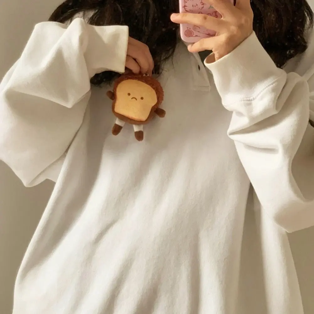 Unique Cute Cute Decoration Stuffed Expression Badge Key Charms  Key Chain Toast Bread Pendant Brooch