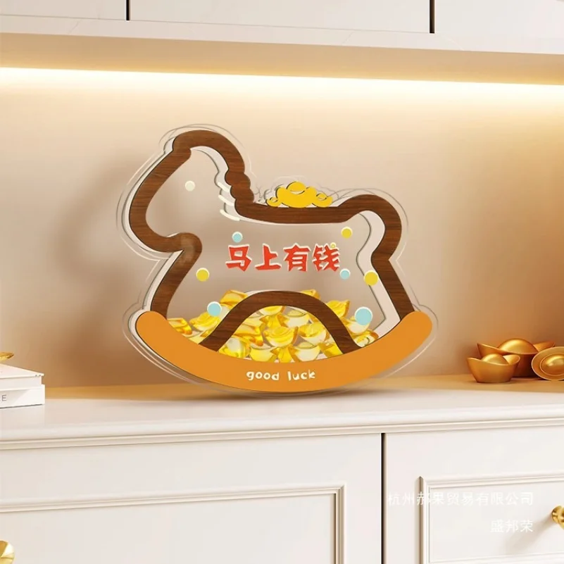 

Luxury Money Horse Decor, Acrylic Desktop Decoration, Living Room Cabinet Sculpture, Good Luck Gift for Opening Ceremony