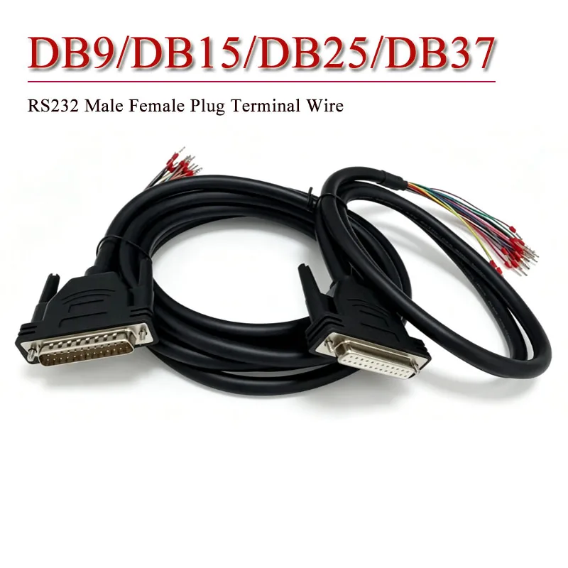 DB25 DB37 DB9 DB15 Connector Terminal Wire Industrial Grade 9/15/25/37Pin Male Female Line Double Shield RS232 Serial Cable